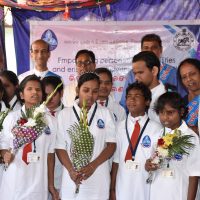 Photo with students of Louis Braille School for HI & VI,Bhubaneswar on 11/02/2019.