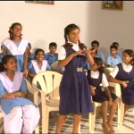 Students of Prayas,Shrarvan Viklang Sansthan Expressing Aim of the life in Sign Language,Bhillai on 20/11/2014.